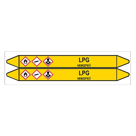 Značení potrubí, LPG,2 ks, 450 × 52 mm